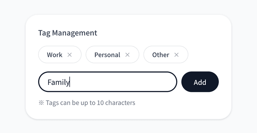 Built-in tags.
Work diary, parenting diary — your call.